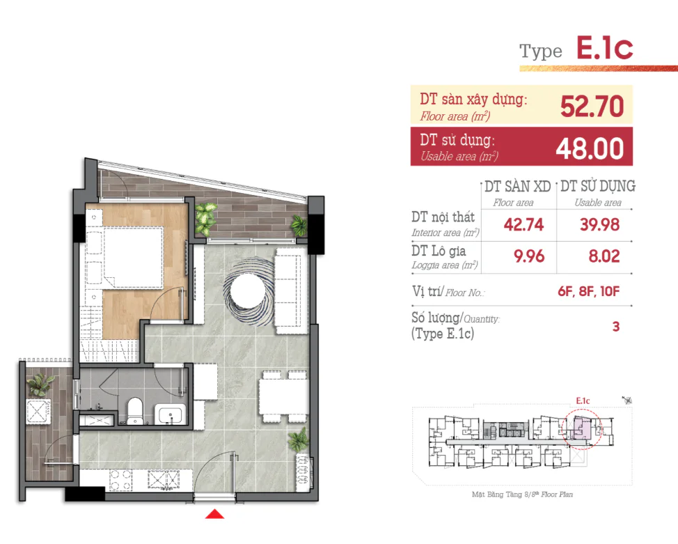 Căn 1PN diện tích 50-55m² tại The Aristo Phú Mỹ Hưng phù hợp với ai? 8 1 Phòng ngủ 1WC The Aristo