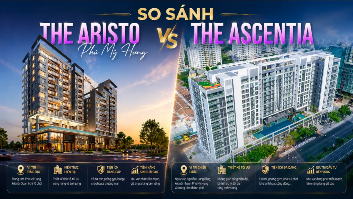 So sánh giá bán The Aristo với The Aurora, The Antonia, The Ascentia, Midtown, Cardinal Court và Triton Crown 9 The Aristo so với The Ascentia
